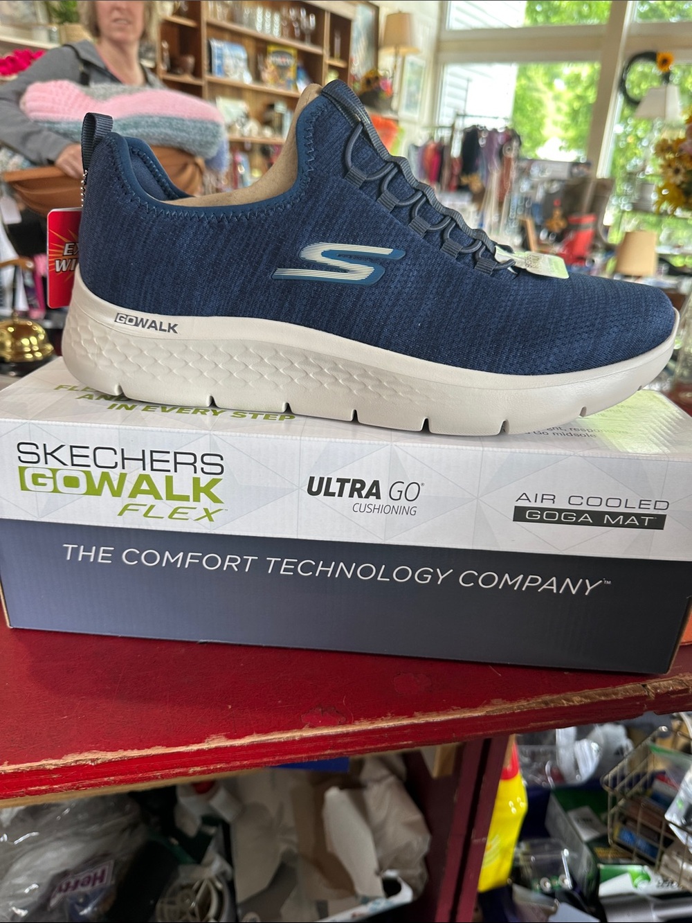 Skechers GOwalk Flex Men's Navy Blue Knit Slip-On Walking Shoe